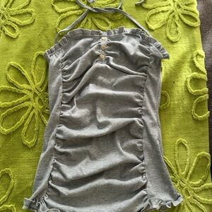 SHEIN Light Gray Top with Ruffle Detail